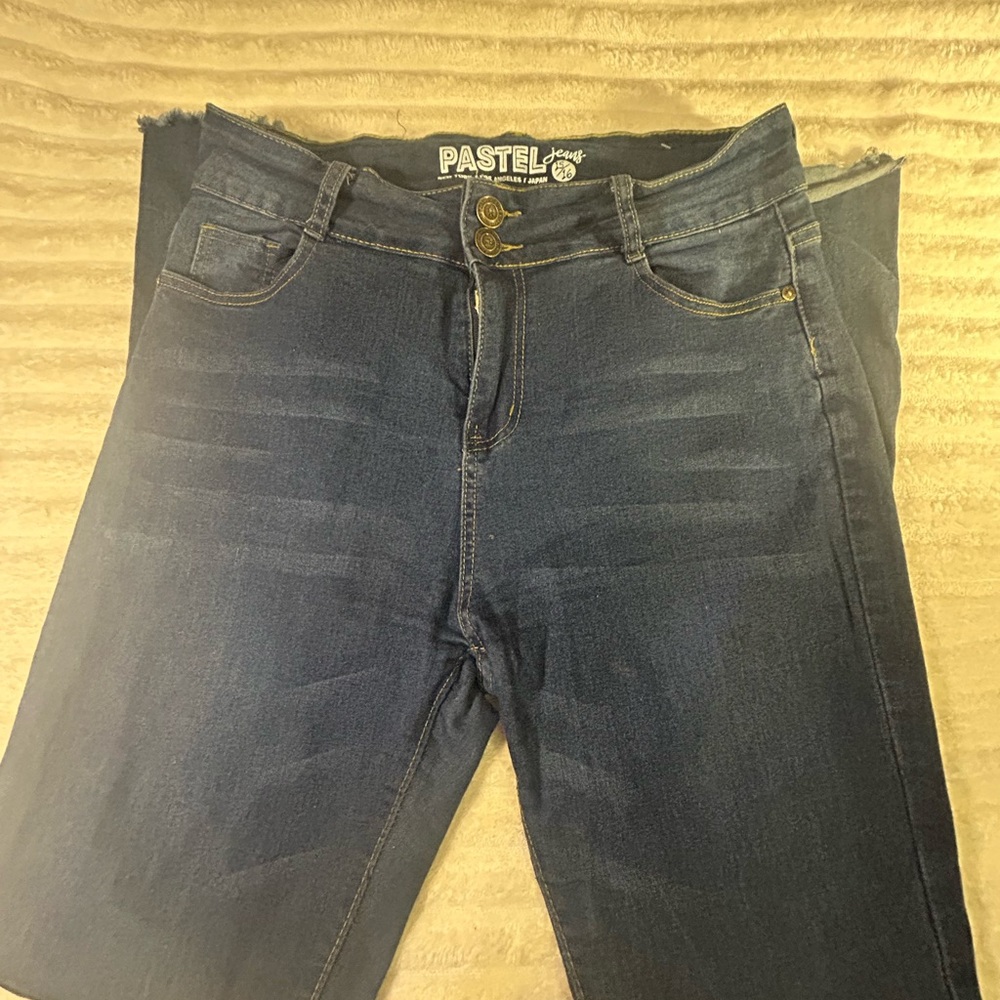 Pastel Blue Jeans with Button Detail